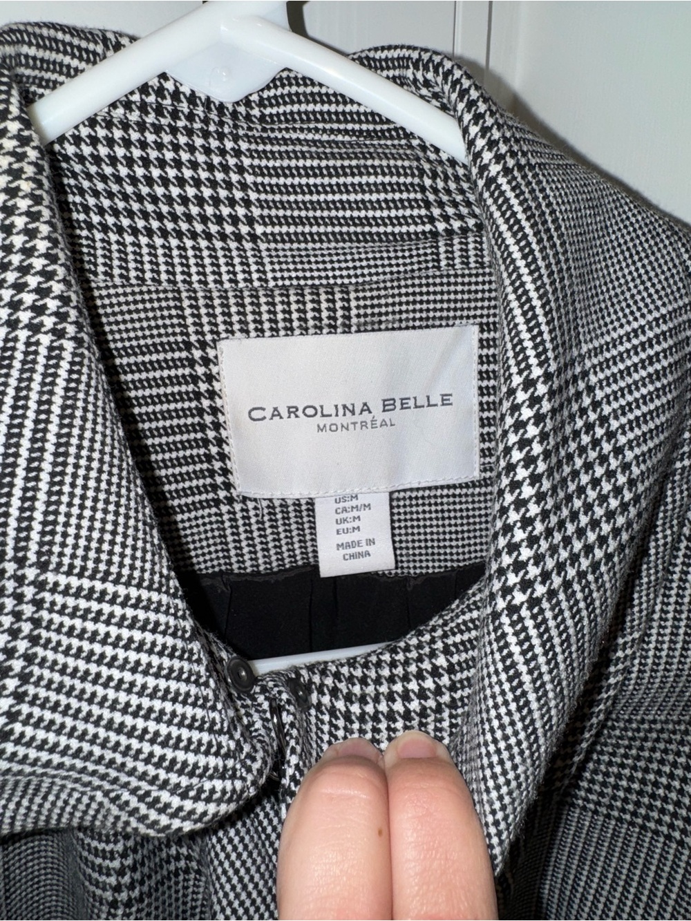 Carolina Belle Black and White Plaid Trench Coat - Picture 2 of 5